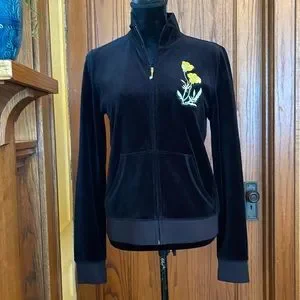 Juicy Couture Jackets Coats Juicy Couture Black Label Black Velour Jacket Size Large Poshmark